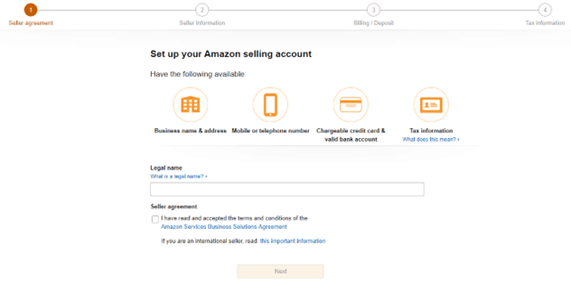 Amazon seller account setup